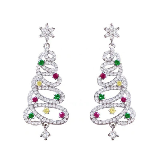Christmas Tree Rhinestone Earrings – festive holiday rhinestone earrings – Butterfly Parenting Boutique
