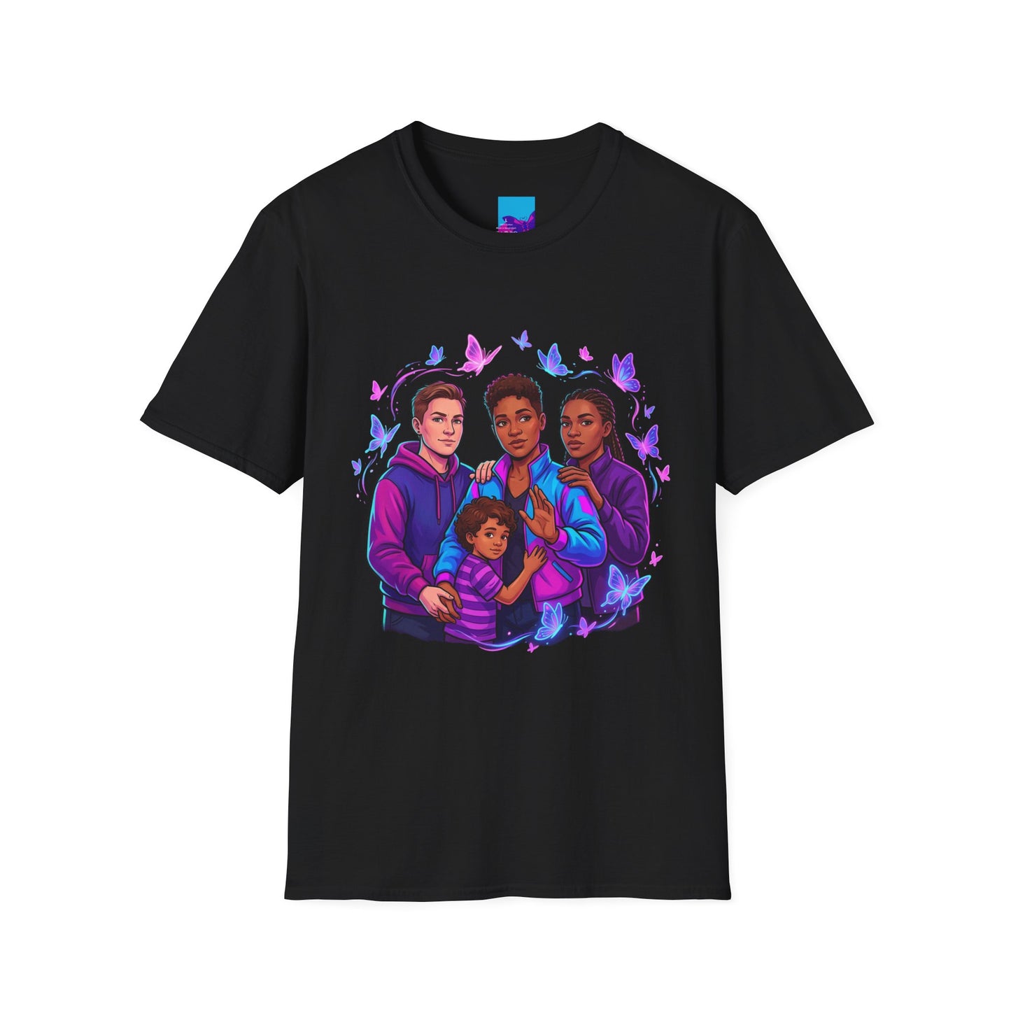 Diverse Teen Crew Portrait T-Shirt with butterfly accents – inclusive youth affirmation tee – Butterfly Parenting Boutique