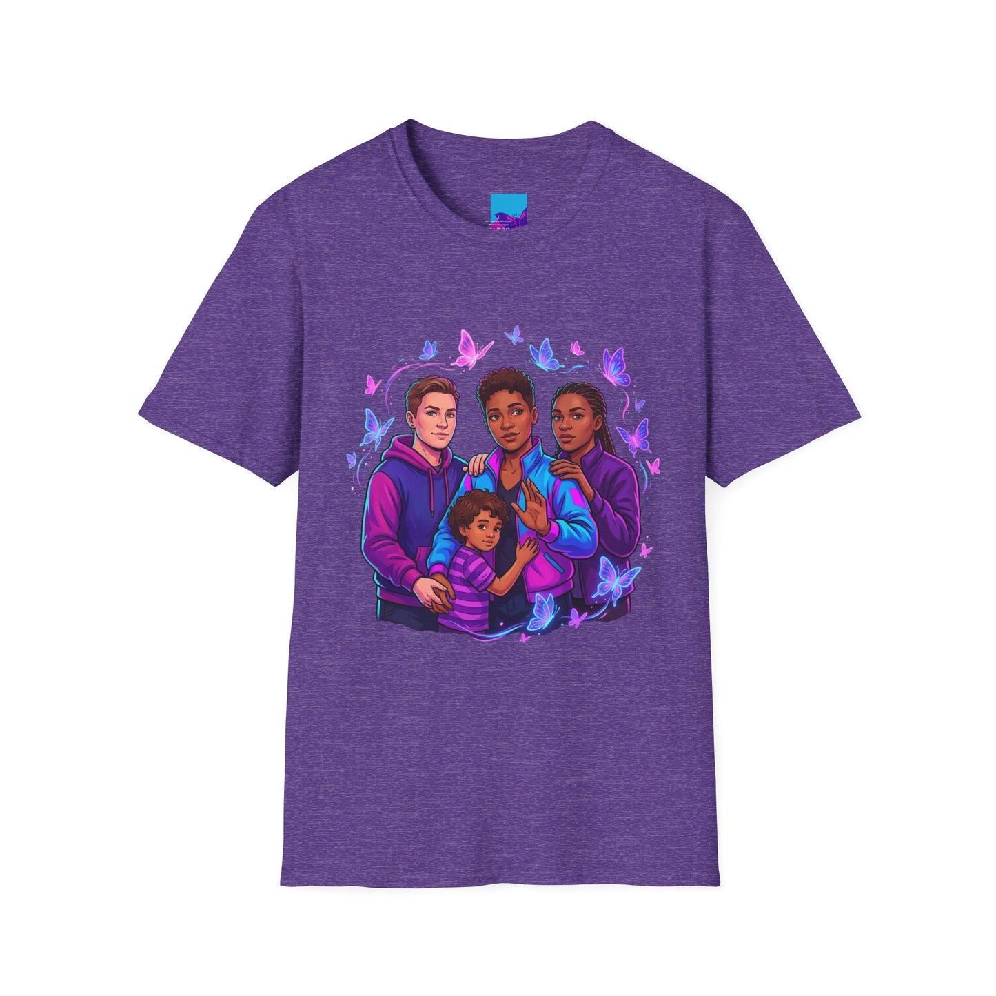 Diverse Teen Crew Portrait T-Shirt with butterfly accents – inclusive youth affirmation tee – Butterfly Parenting Boutique
