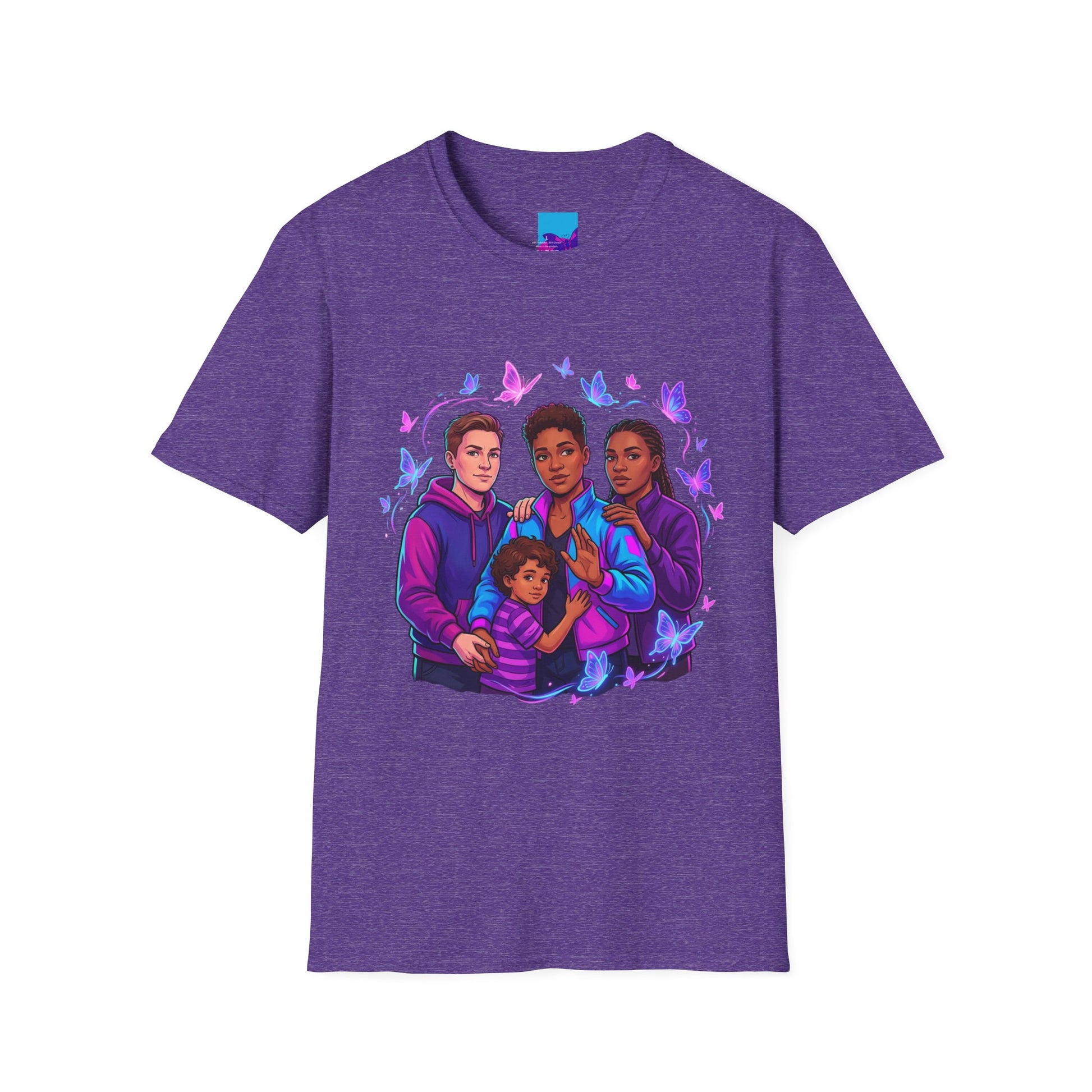 Diverse Teen Crew Portrait T-Shirt with butterfly accents – inclusive youth affirmation tee – Butterfly Parenting Boutique
