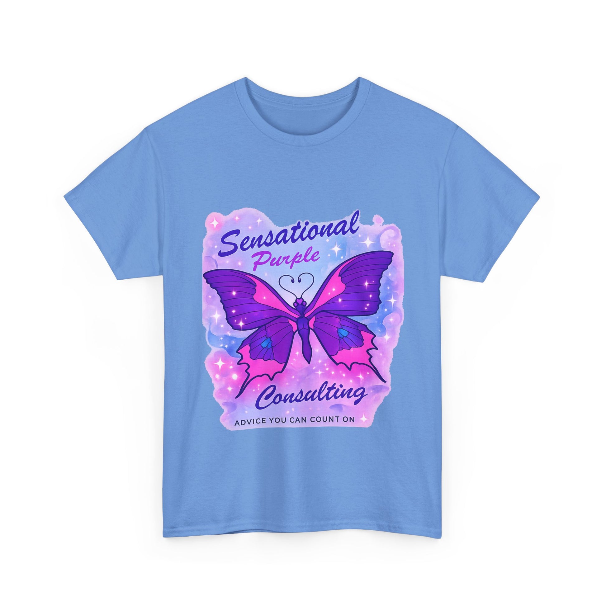 Sensational Purple Butterfly Adult Tee with purple butterfly graphic and motivational text – empowering parent shirt – Butterfly Parenting Boutique
