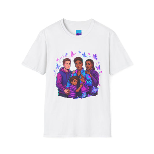 Diverse Teen Crew Portrait T-Shirt with butterfly accents – inclusive youth affirmation tee – Butterfly Parenting Boutique