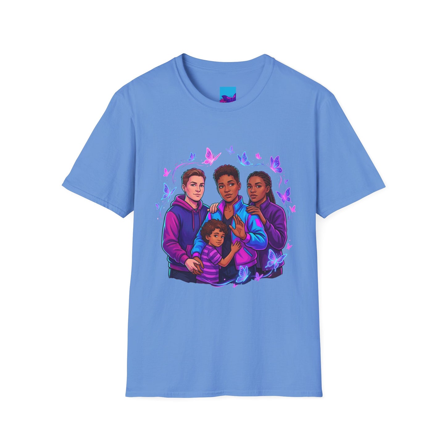 Diverse Teen Crew Portrait T-Shirt with butterfly accents – inclusive youth affirmation tee – Butterfly Parenting Boutique