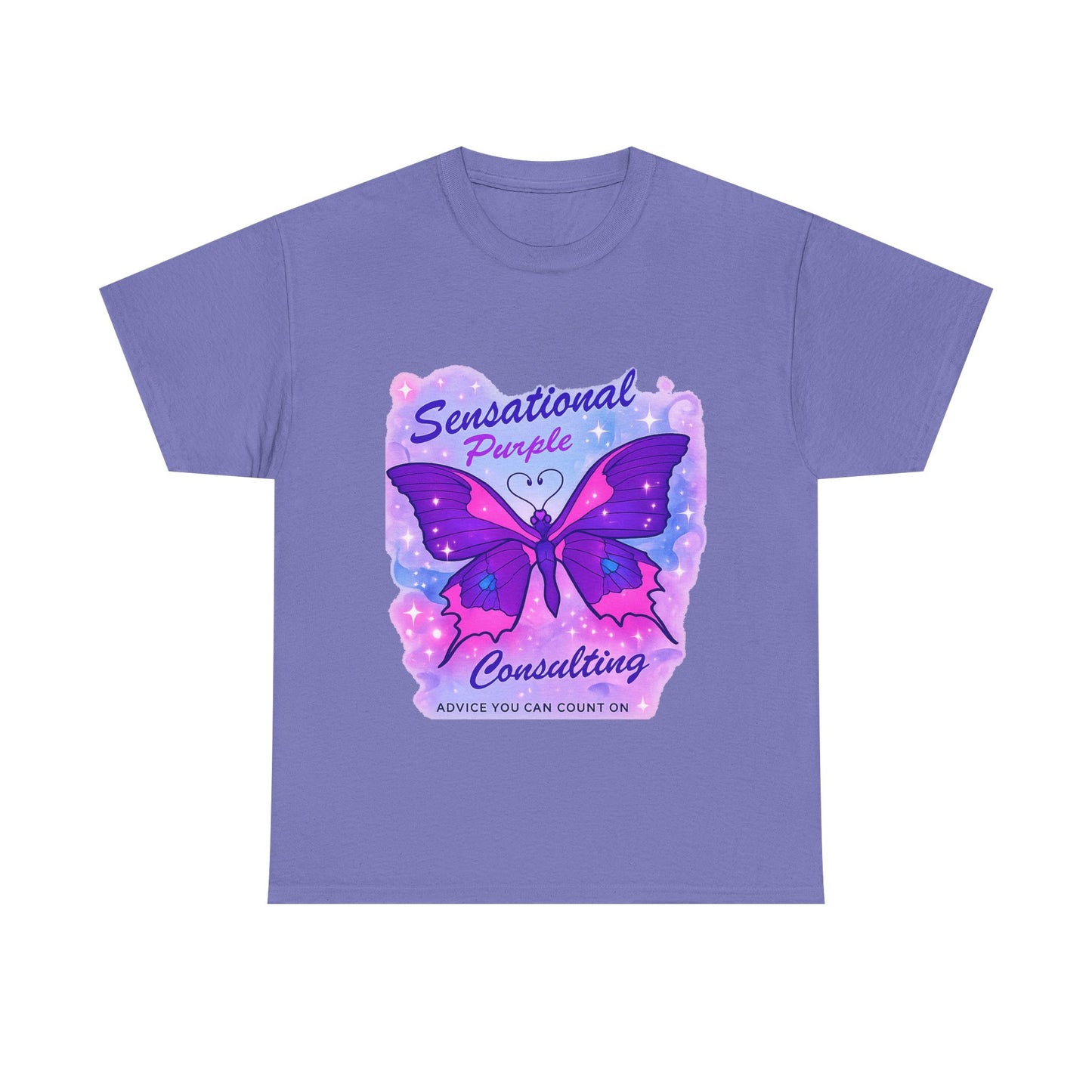 Sensational Purple Butterfly Adult Tee with purple butterfly graphic and motivational text – empowering parent shirt – Butterfly Parenting Boutique
