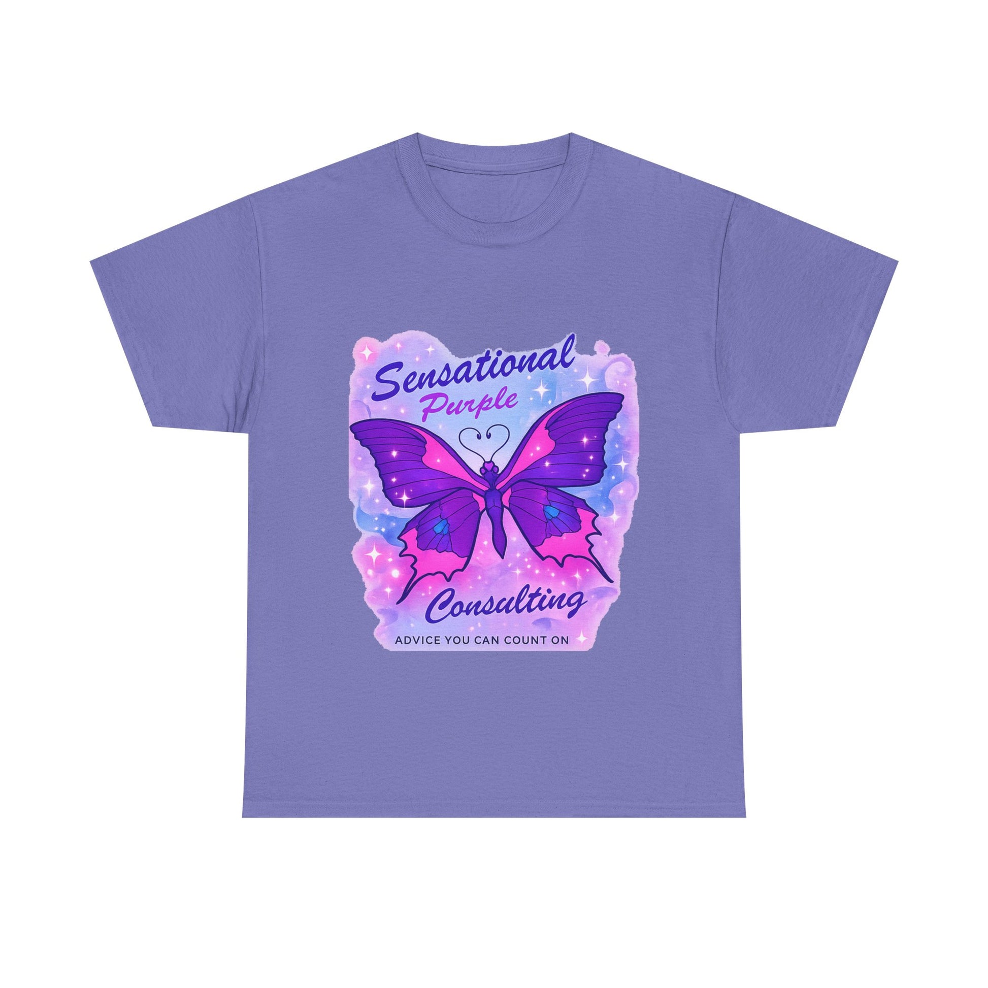Sensational Purple Butterfly Adult Tee with purple butterfly graphic and motivational text – empowering parent shirt – Butterfly Parenting Boutique
