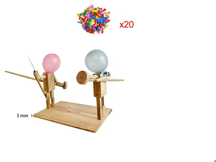 Handmade Balloon Heads Wooden Fighter Puppets – creative play toy for kids – Butterfly Parenting Boutique