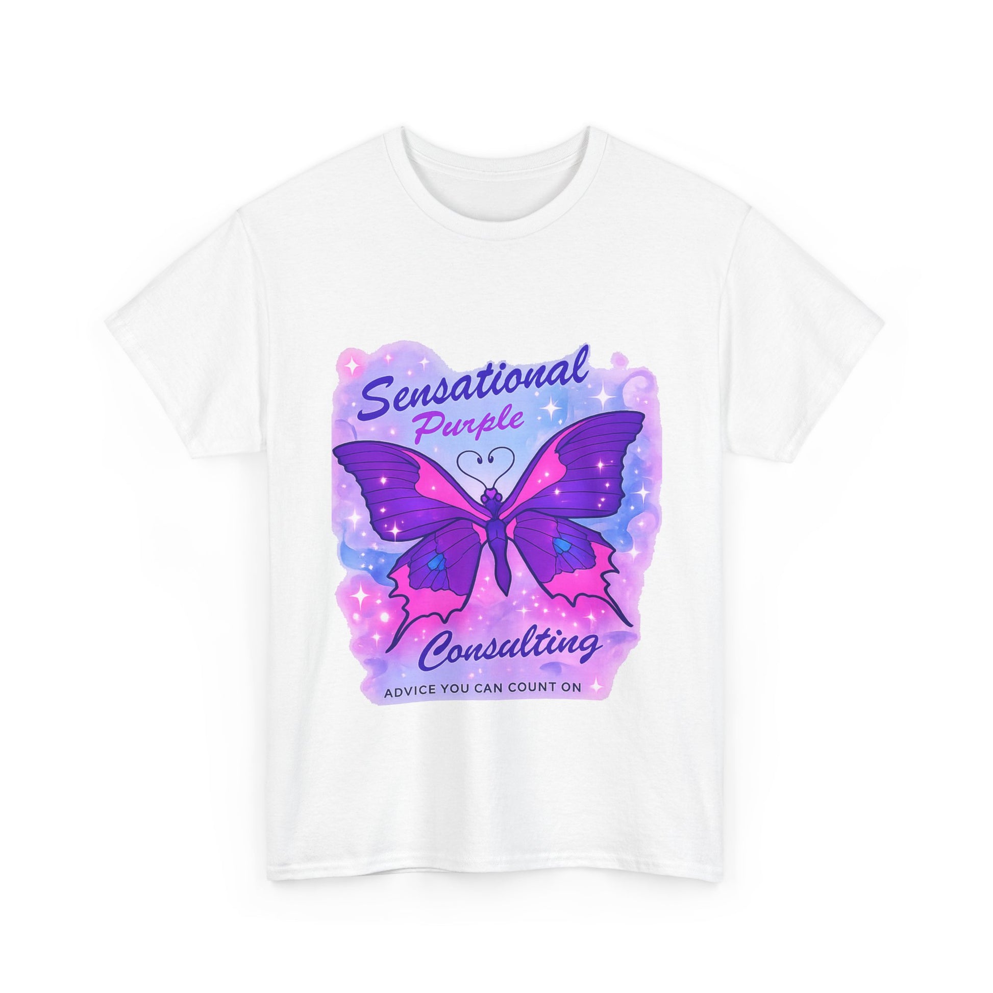 Sensational Purple Butterfly Adult Tee with purple butterfly graphic and motivational text – empowering parent shirt – Butterfly Parenting Boutique
