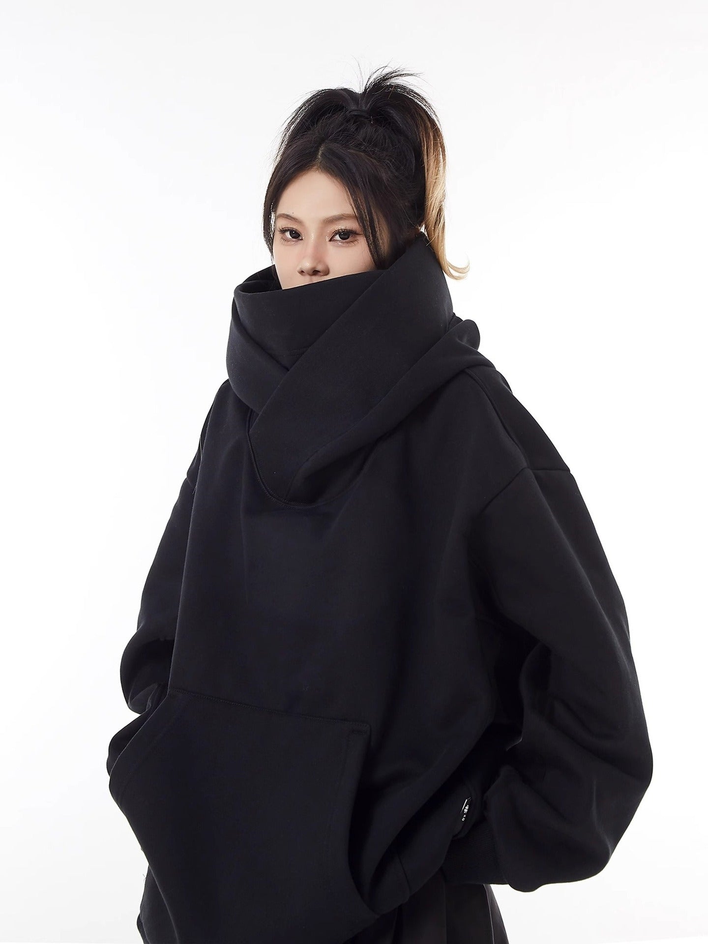Loose High Collar Fleece Lined Hoodie – oversized fleece hoodie for women – Butterfly Parenting Boutique