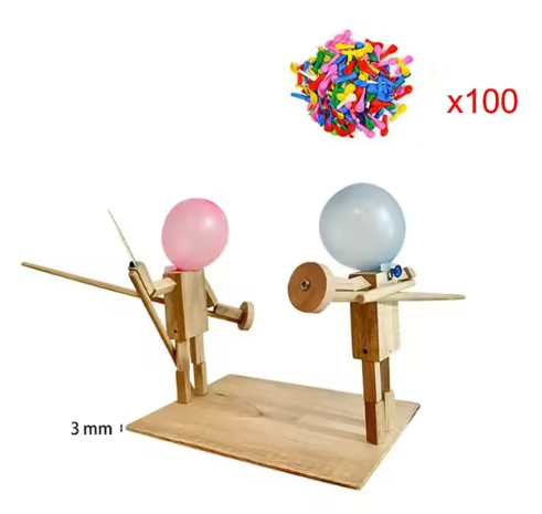 Handmade Balloon Heads Wooden Fighter Puppets – creative play toy for kids – Butterfly Parenting Boutique