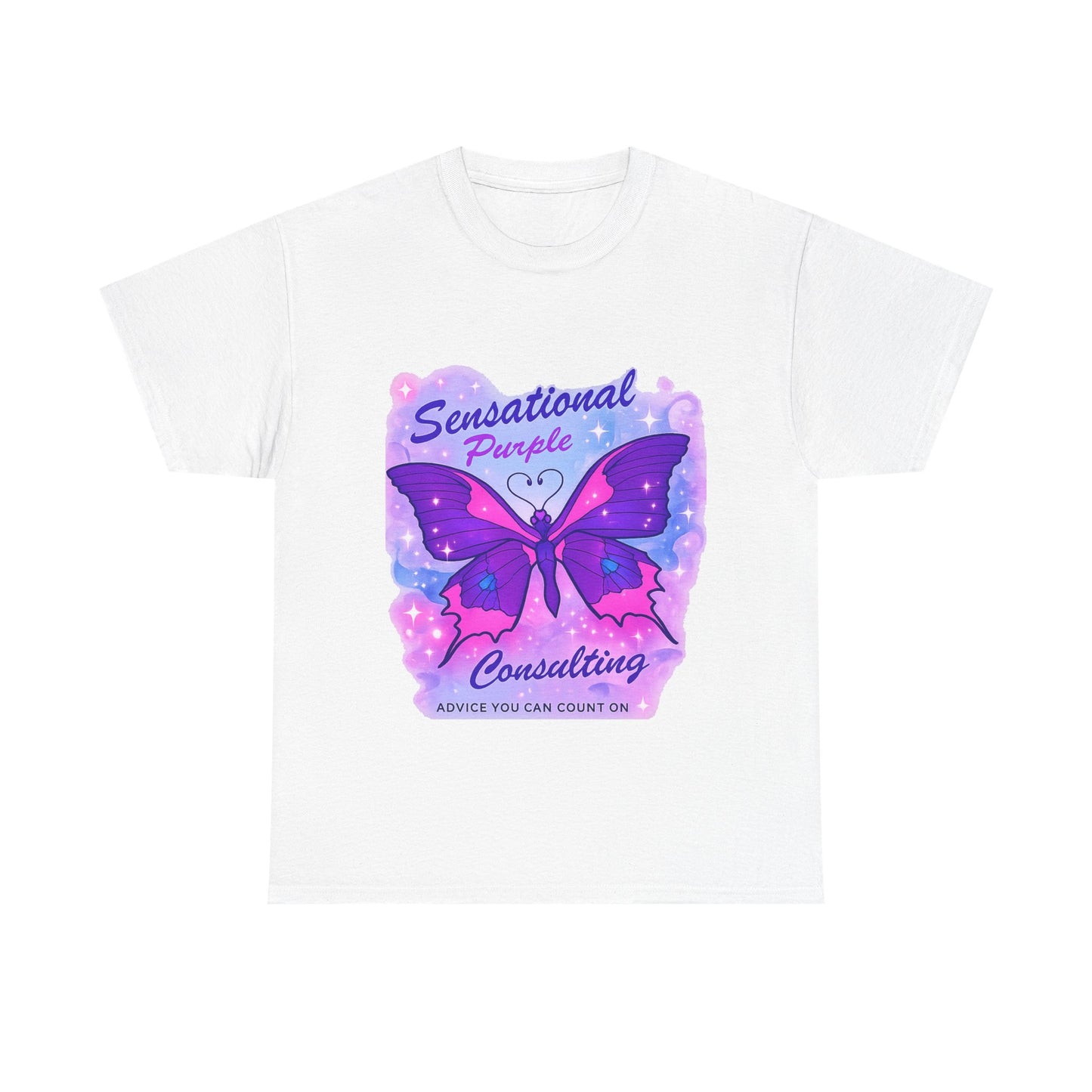 Sensational Purple Butterfly Adult Tee with purple butterfly graphic and motivational text – empowering parent shirt – Butterfly Parenting Boutique
