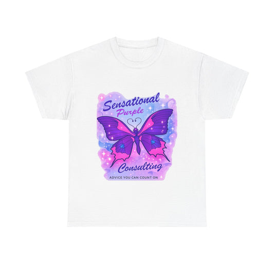 Sensational Purple Butterfly Adult Tee with purple butterfly graphic and motivational text – empowering parent shirt – Butterfly Parenting Boutique
