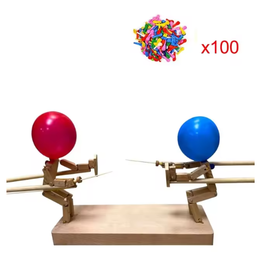 Handmade Balloon Heads Wooden Fighter Puppets – creative play toy for kids – Butterfly Parenting Boutique