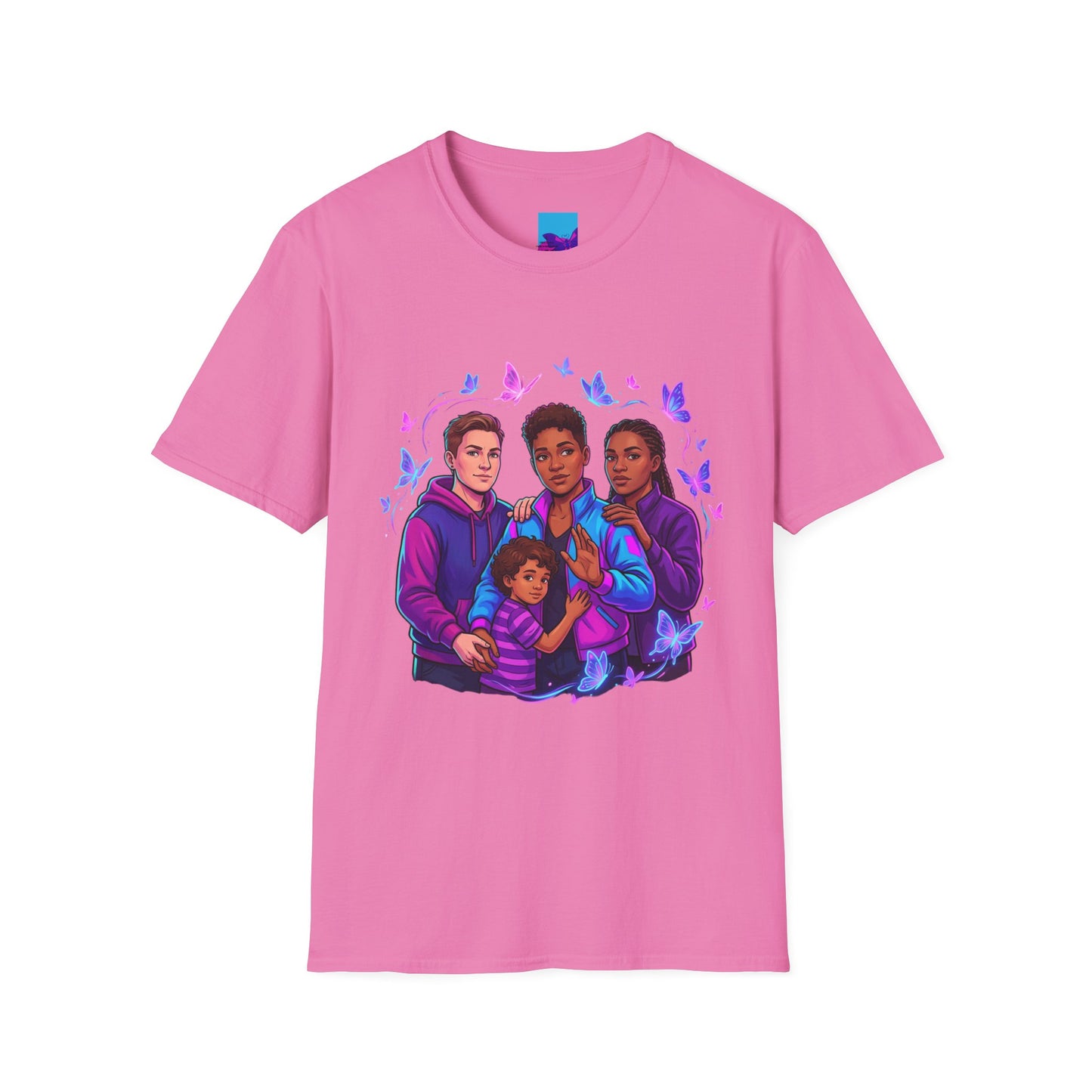 Diverse Teen Crew Portrait T-Shirt with butterfly accents – inclusive youth affirmation tee – Butterfly Parenting Boutique