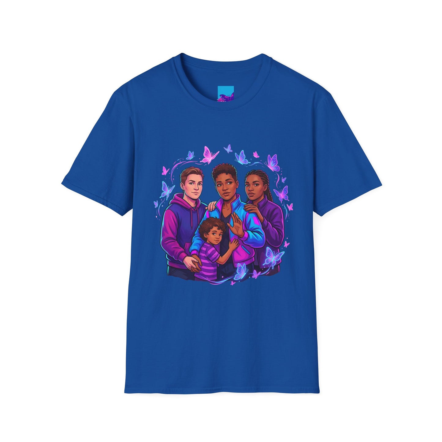 Diverse Teen Crew Portrait T-Shirt with butterfly accents – inclusive youth affirmation tee – Butterfly Parenting Boutique