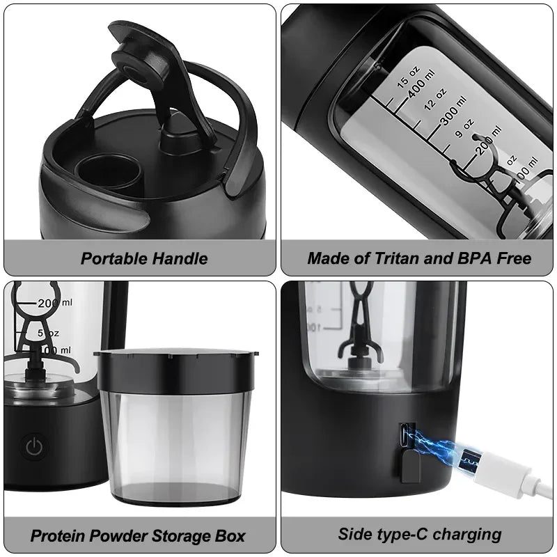 Electric Portable Whey Protein Shaker Bottle – rechargeable electric protein shaker bottle – Butterfly Parenting Boutique