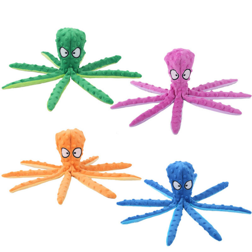 Interactive Bite-resistant Plush Octopus Pet Toy – durable plush octopus chew toy for dogs – Butterfly Parenting Boutique