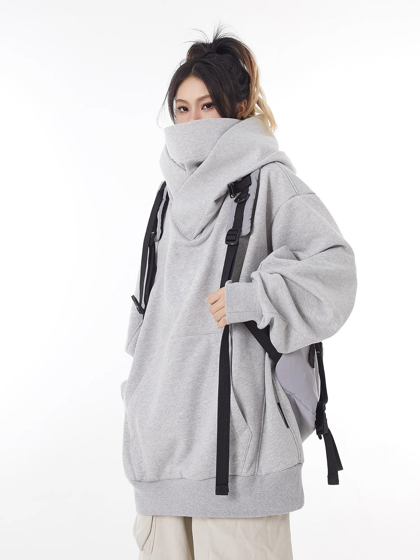 Loose High Collar Fleece Lined Hoodie – oversized fleece hoodie for women – Butterfly Parenting Boutique