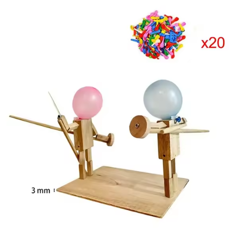 Handmade Balloon Heads Wooden Fighter Puppets – creative play toy for kids – Butterfly Parenting Boutique