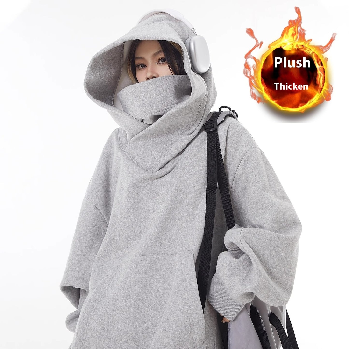 Loose High Collar Fleece Lined Hoodie – oversized fleece hoodie for women – Butterfly Parenting Boutique