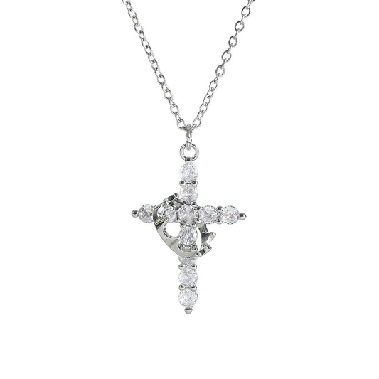 Crown Cross Necklace – faith-inspired crown cross necklace for women – Butterfly Parenting Boutique